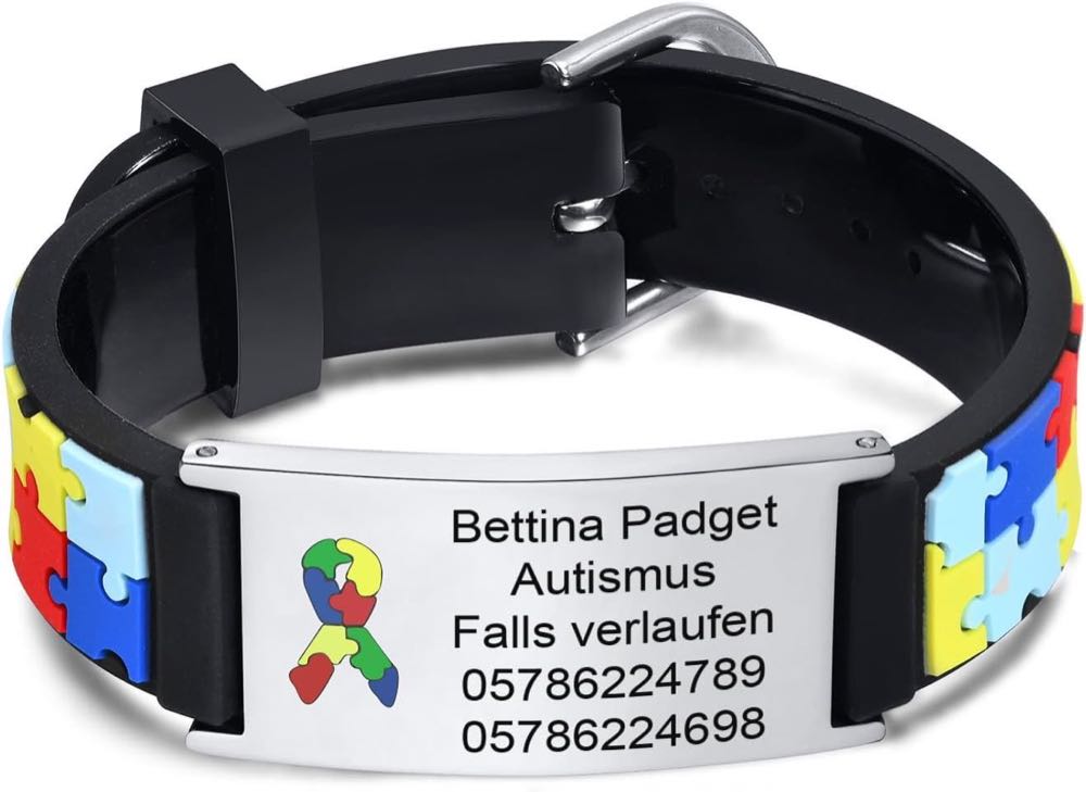 SOS-Armband mit Metallplatte