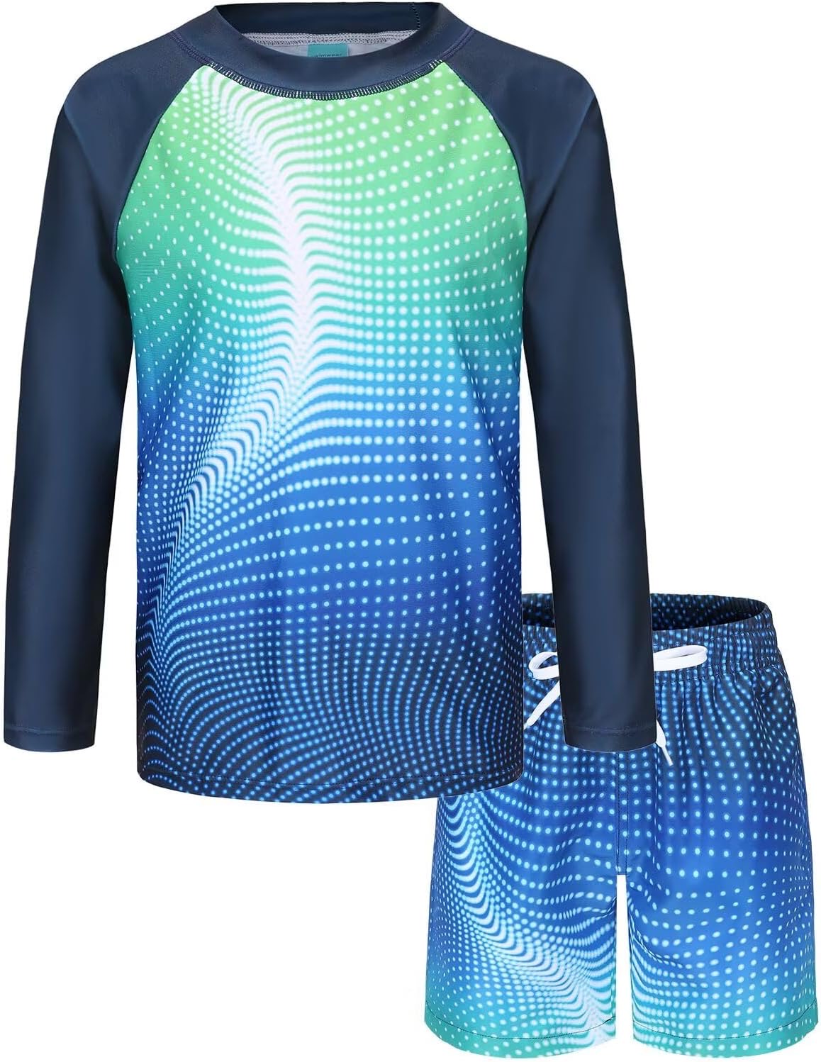 Jungen Langarm Badeset UV Shirt+Badeshort Kinder Zweiteiliger Badeanzug Schnelltrocknendes Schwimmanzug 104-170
