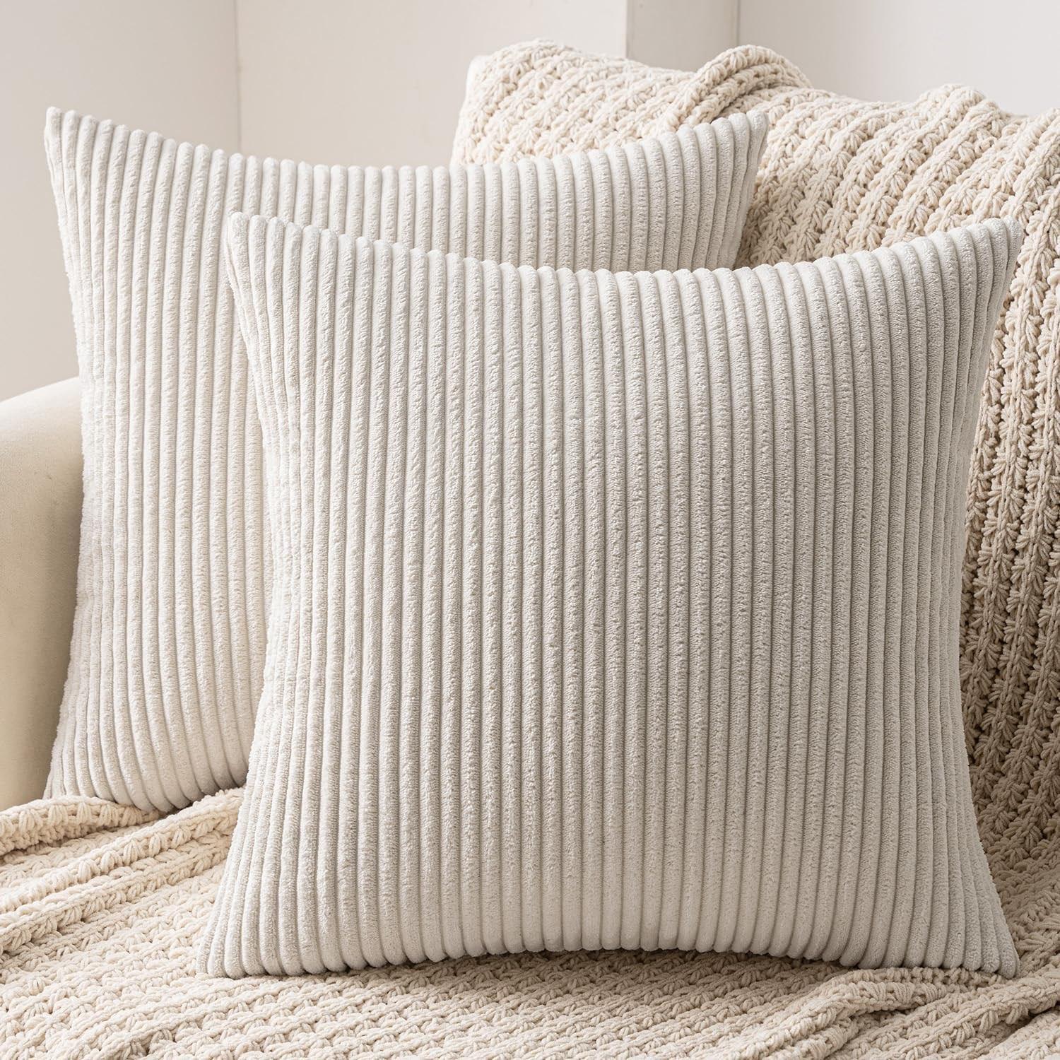 MIULEE Kissenbezug 40×40, 2er Kordsamt Beige