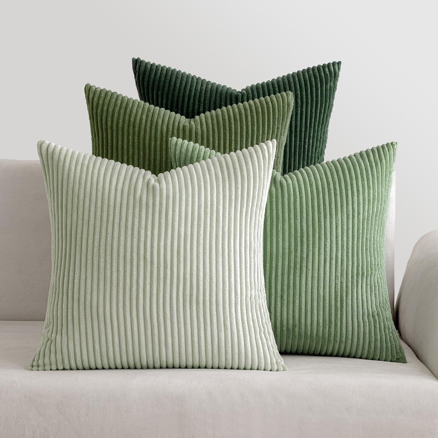 MIULEE Kissenbezug 40×40, 4er Kordsamt Grün