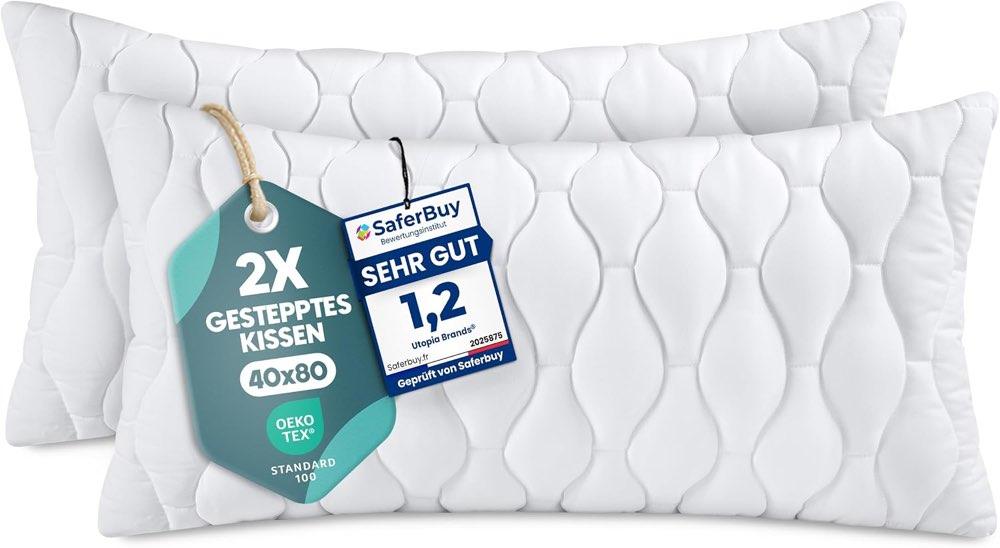 Utopia Bedding Kopfkissen 40x80 cm 2er Set Kissen für Bett und Dekokissen