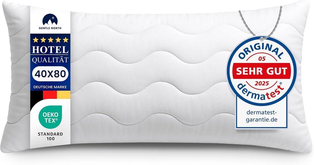 Gentle North Hochwertige Kopfkissen 40x80 cm groß in Hotelqualität - Flauschiges, gut gefülltes Schlafkissen für Allergiker geeignet (Ökotex 100 Zertifiziert) - 60° Waschbar