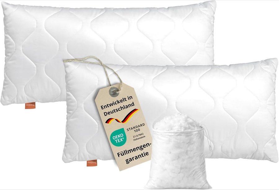 sleepling Kopfkissen 40x80 cm 2er Set , Allergiker Kissen, Komfort 100