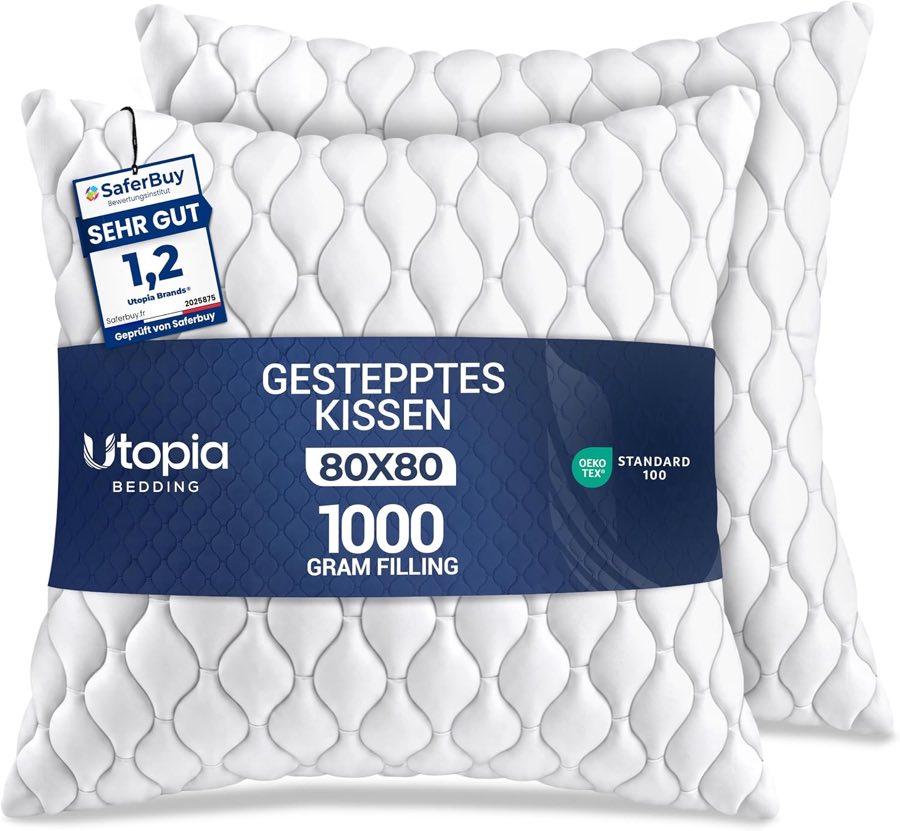 Utopia Bedding kopfkissen 80x80 cm 2er Set Kissen für Bett und Dekokissen