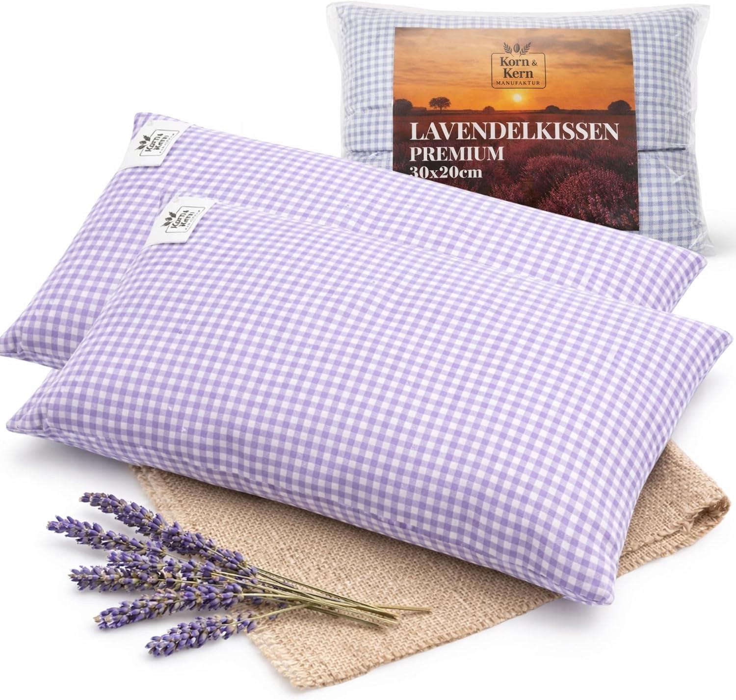 KORN&KERN Manufaktur® Lavendelkissen 20x30 cm – 200 g getrocknete Lavendelblüten – 100% Baumwolle – Natürliches Duftkissen zur Entspannung – Aromakissen (2)