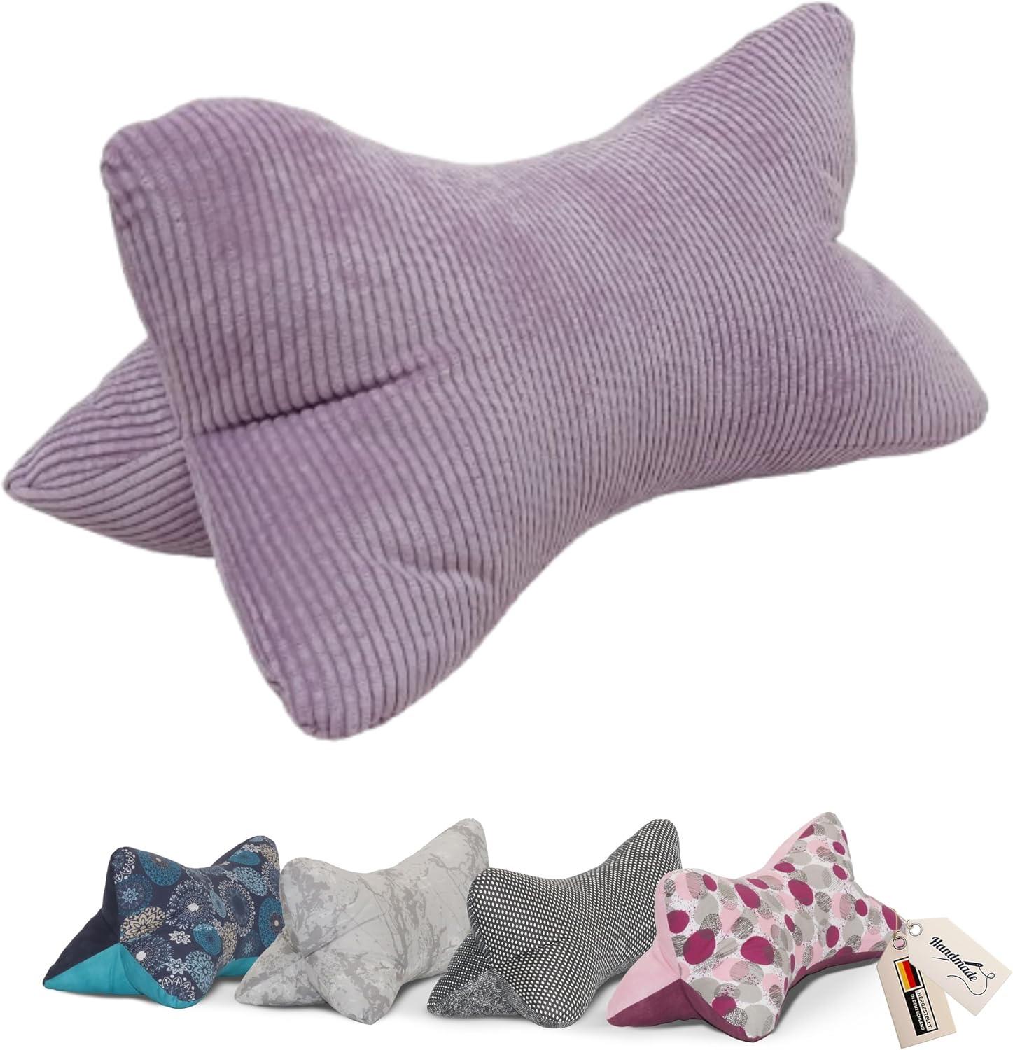 Leseknochen Nackenkissen Handmade in D, waschbar (Cord Flieder)