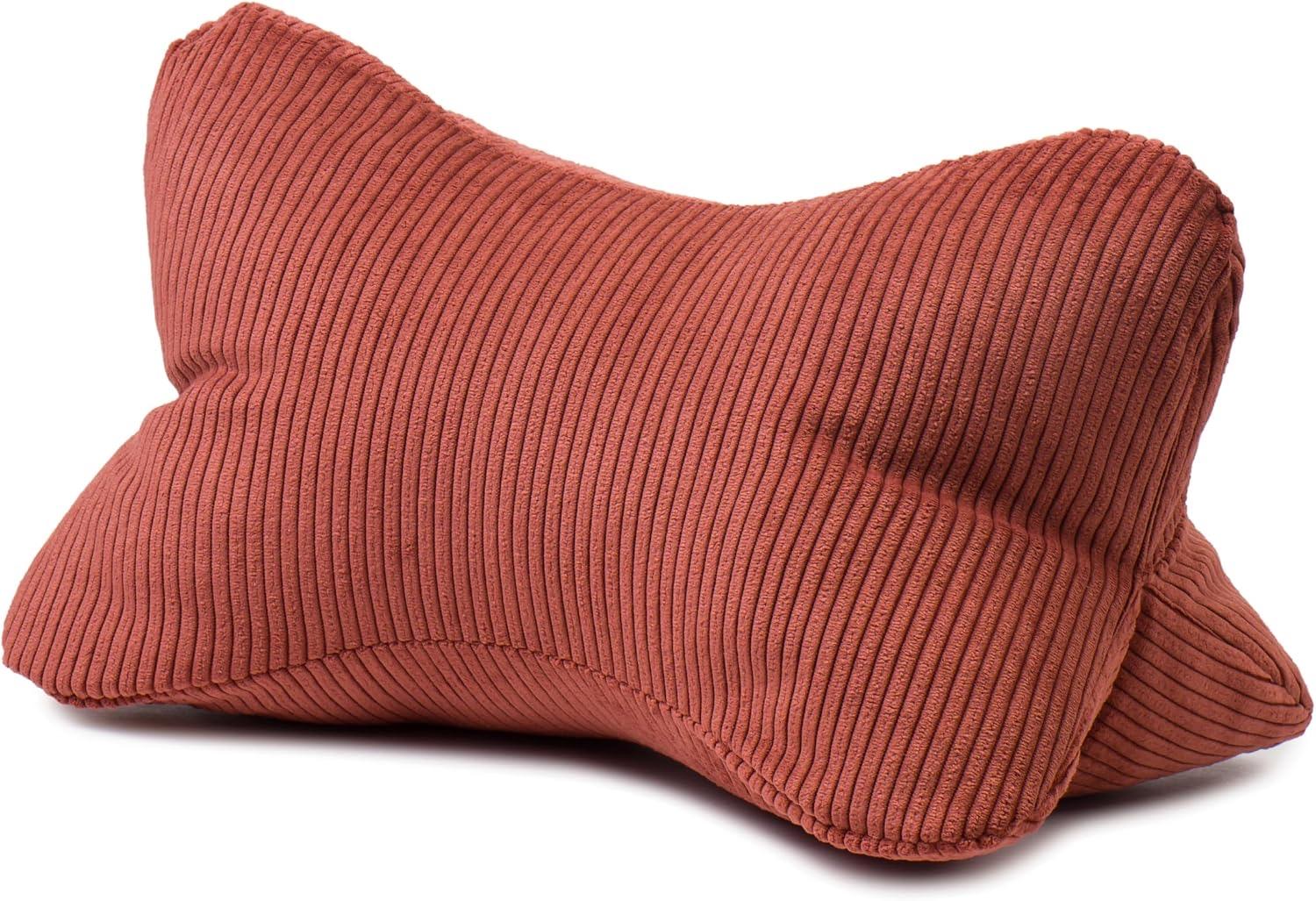 Gözze - Leseknochen Capri, Nackenkissen in Feincord-Optik, Lese- und Relaxkissen für Nacken und Rücken, 40 x 25 cm - Zimt