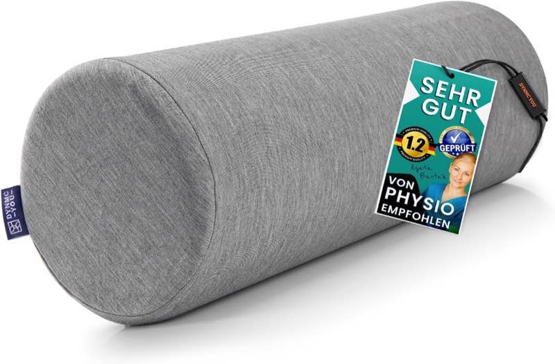 DYNMC you Nackenrolle mit Bezug, 15 × 40 cm, Grau
