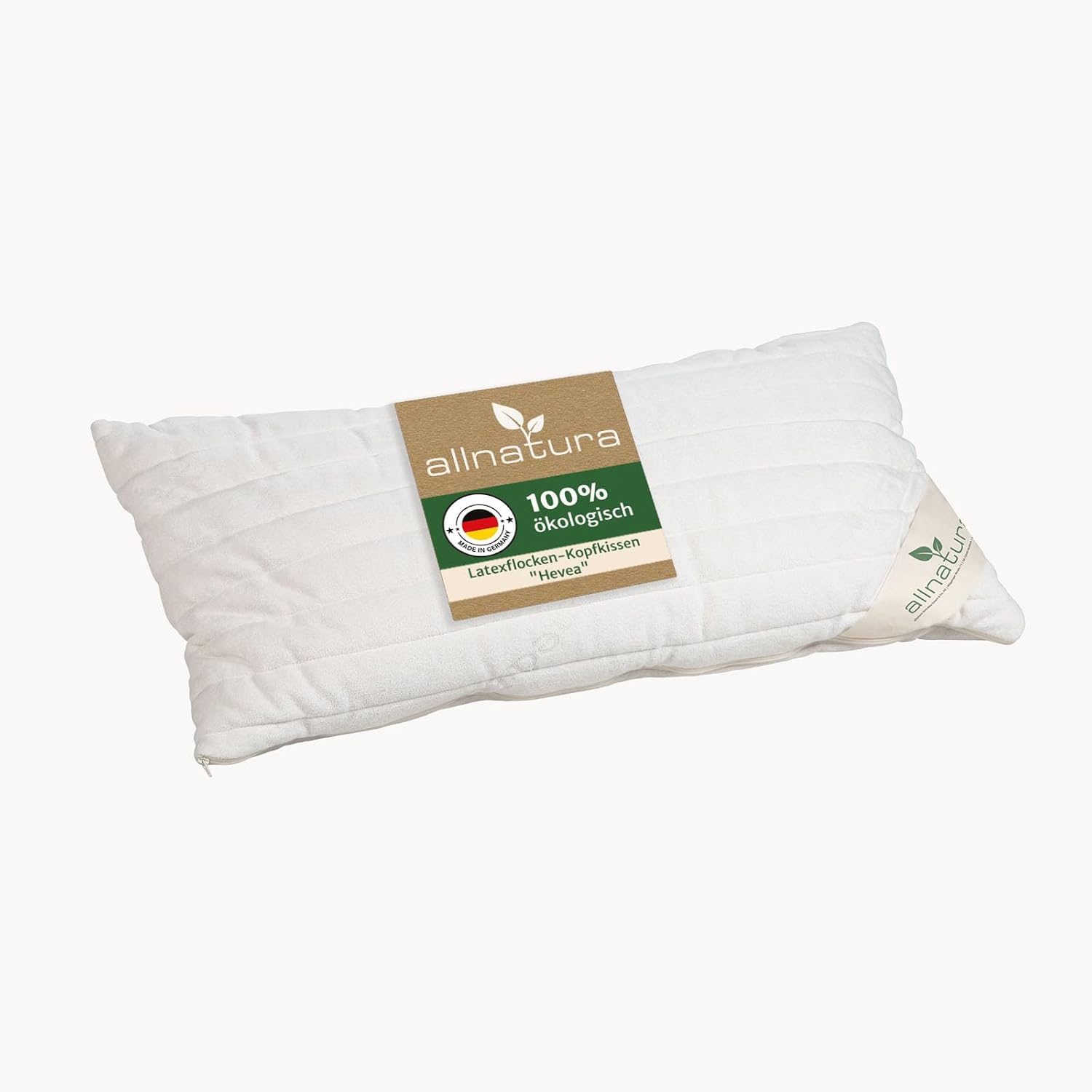 allnatura Hevea Latexflocken Kopfkissen - Höhenverstellbares Naturkautschuk-Kissen für Seiten- und Rückenschläfer - klimatisierend & körperanpassend 40x80cm