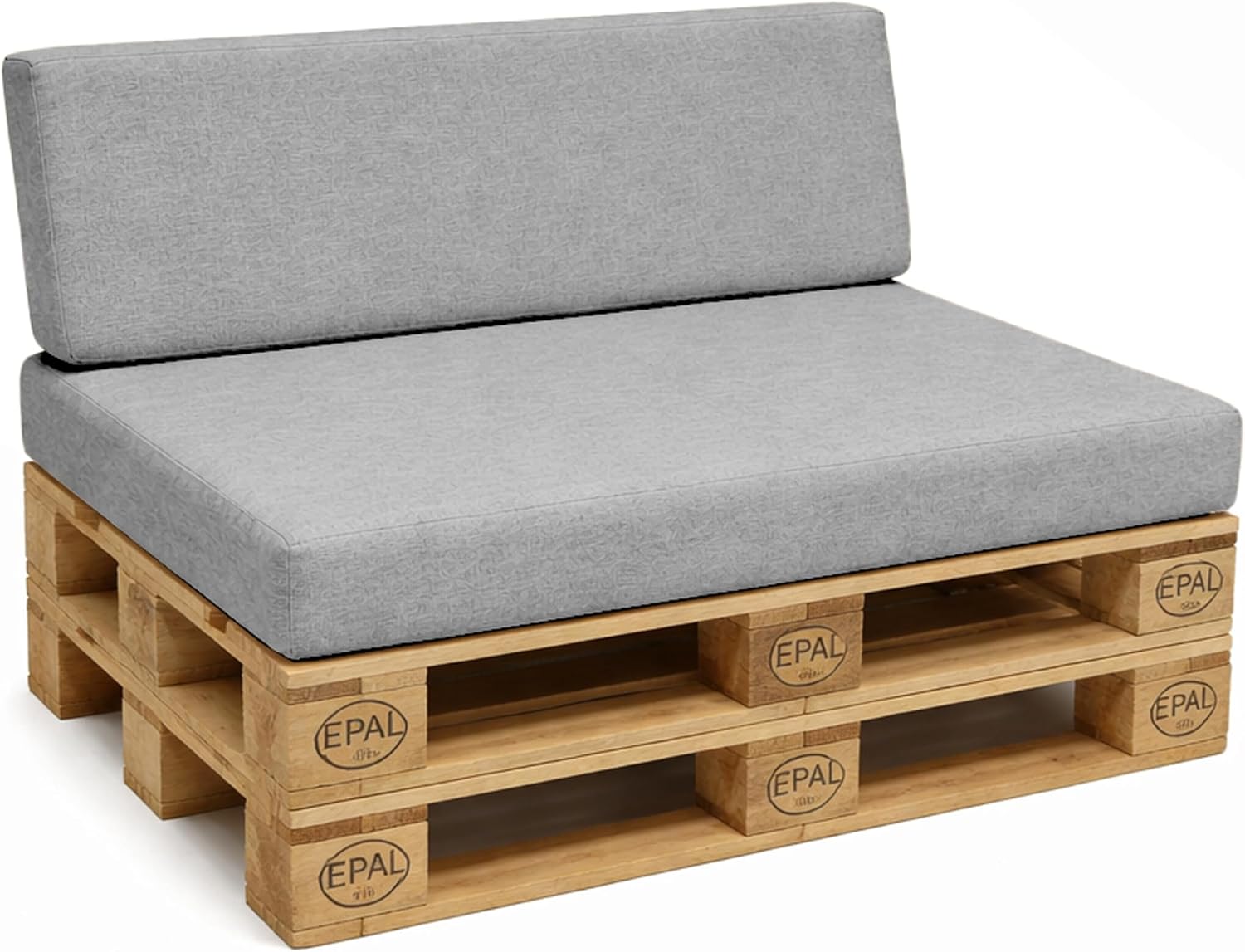 POKAR Palettenkissen Palettenauflagen mit abnehmbarem Bezug Palettenmöbel Palettensofa 2er Set: Sitzkissen 120x80 + Rückenlehne 120x40, Grau