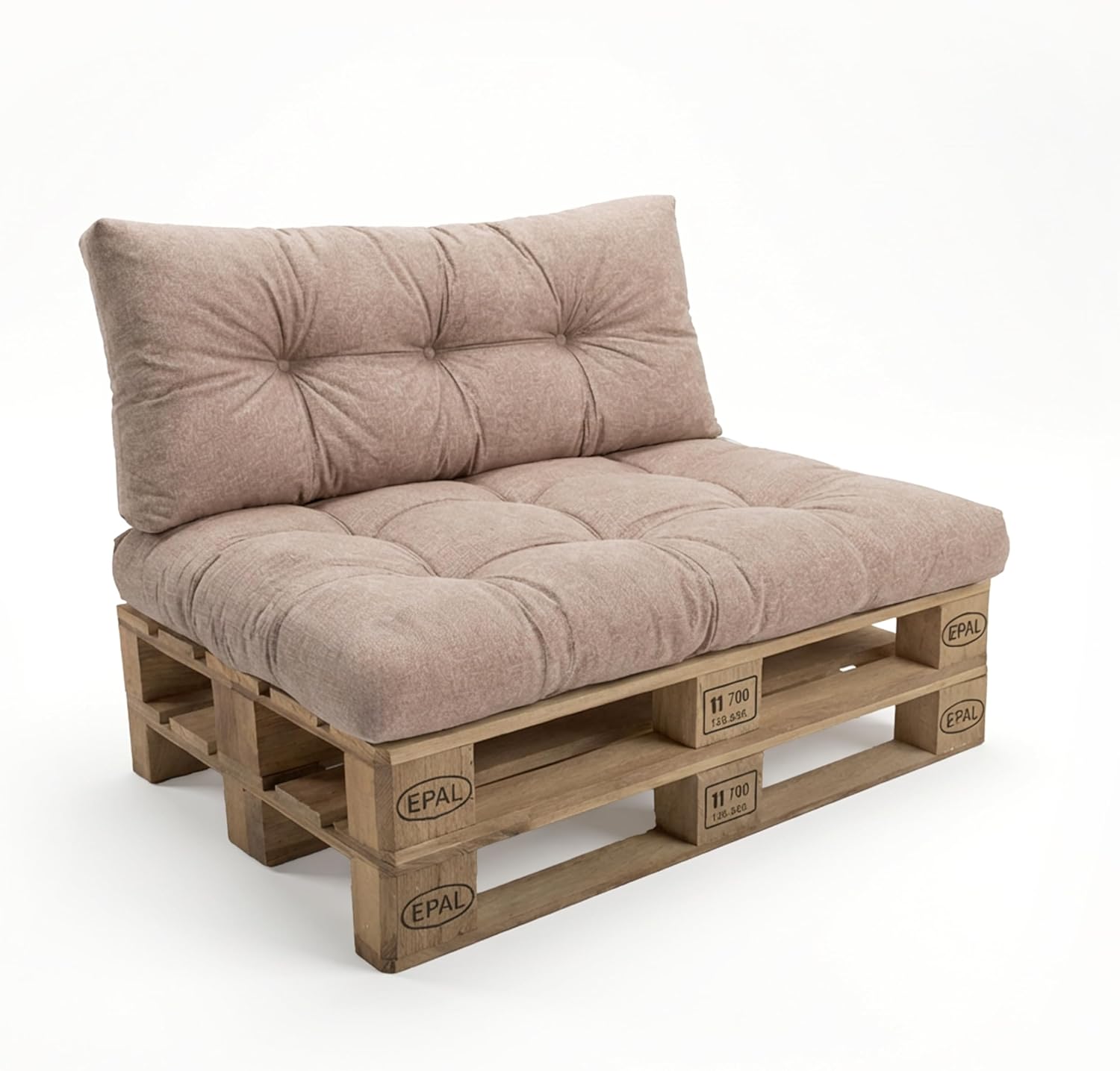 POKAR Palettenkissen Palletenauflagen Palettenpolster Palettensofa Palettenmöbel 2er Set: 1x Sitzkissen 120x80 + 1x Rückenlehne 120x40, Beige