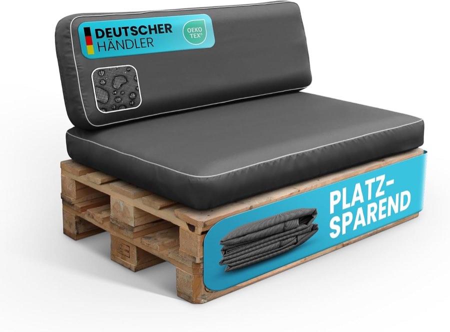 Bestlivings Palettenkissen-Set 2-teilig Anthrazit, aufblasbar