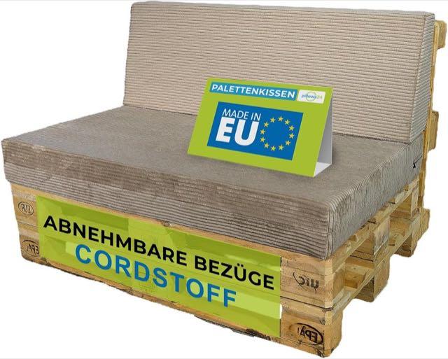 Pillows24 Palettenkissen 2er Set Cord Cappuccino