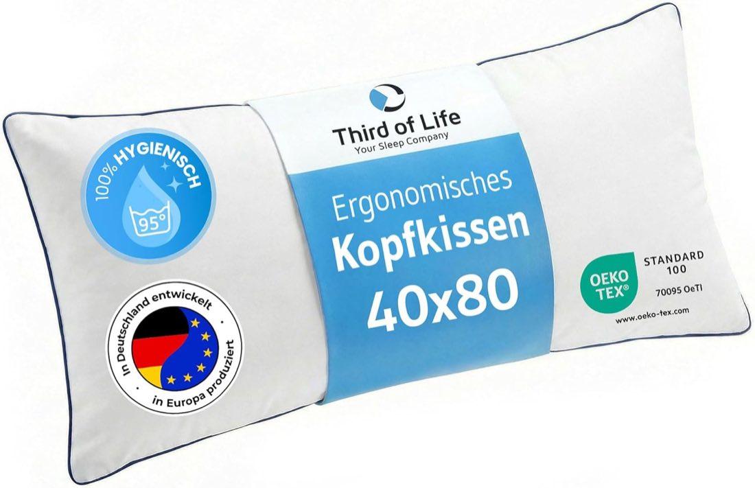 Third of Life Kopfkissen 40x80 inSPIRO, Premium Kissen von Schlafexperten entwickelt