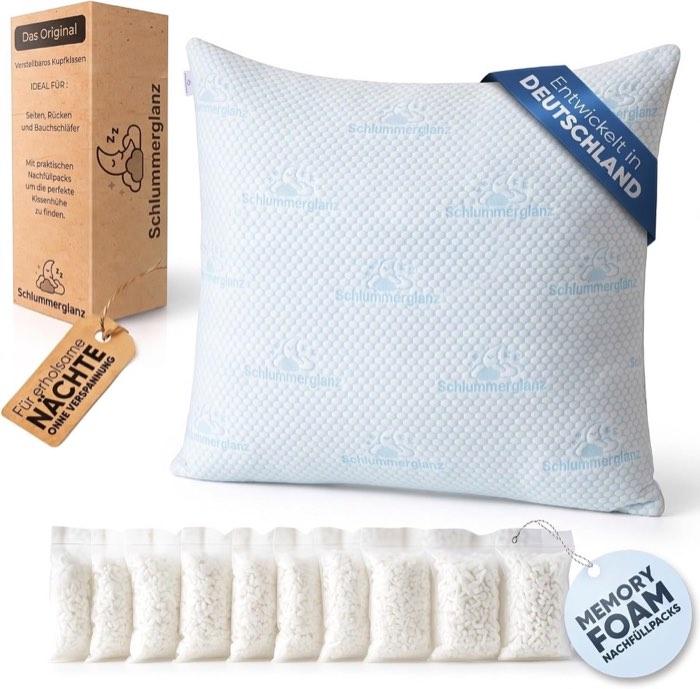 Memory Foam Nackenkissen - Kopfkissen 80x80 ergonomisch höhenverstellbar