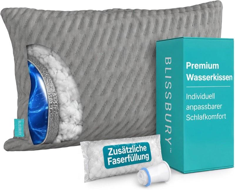 BLISSBURY Premium Wasserkissen 50 × 70 cm – Verstellbares Wasserkopfkissen