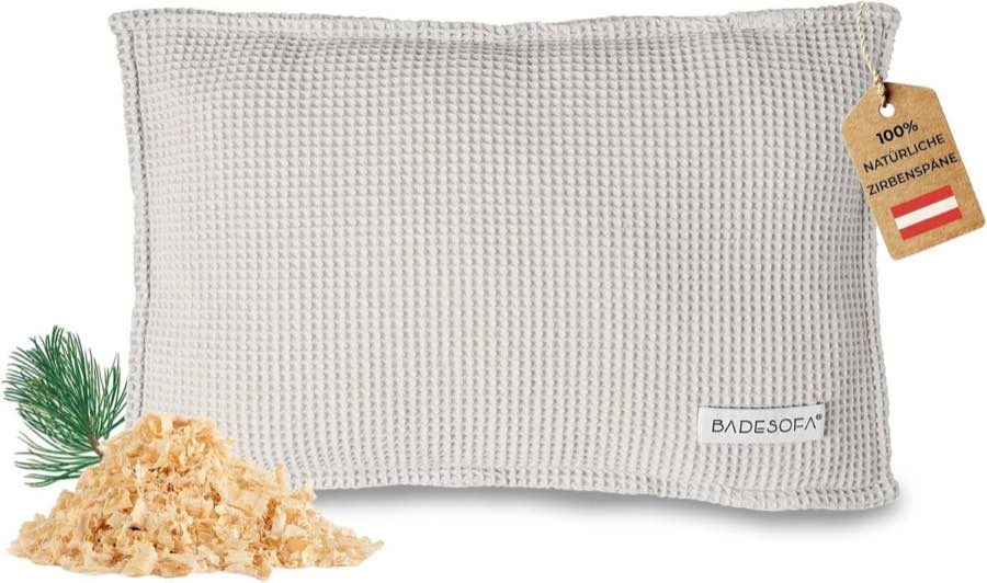 BADESOFA SAUNASOFA Zirbenkissen aus 100% Bio-Baumwolle in Perlmutt