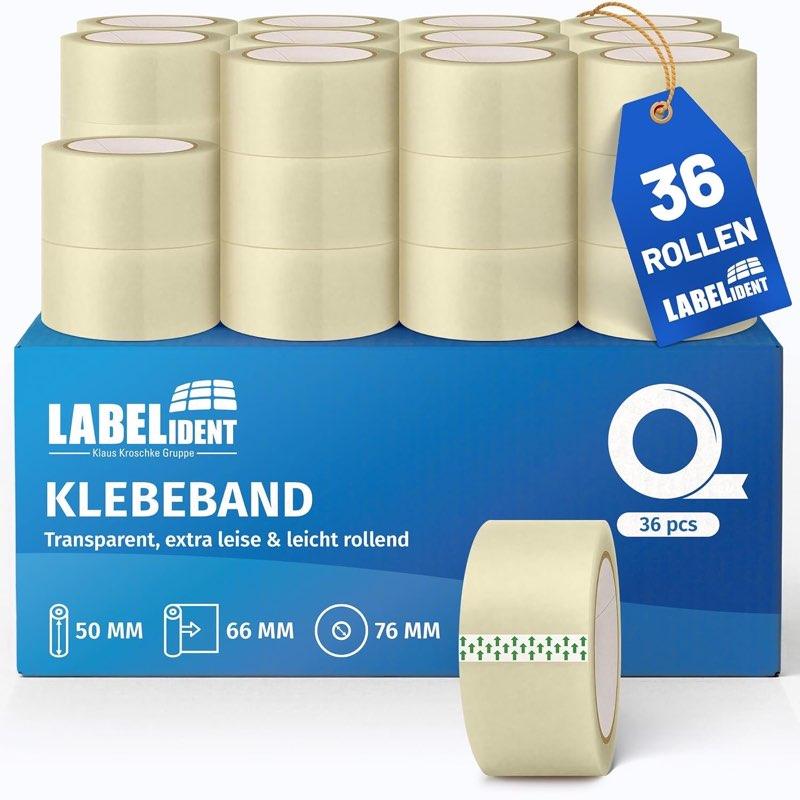 Labelident Paketband leise transparent, 36 Rollen