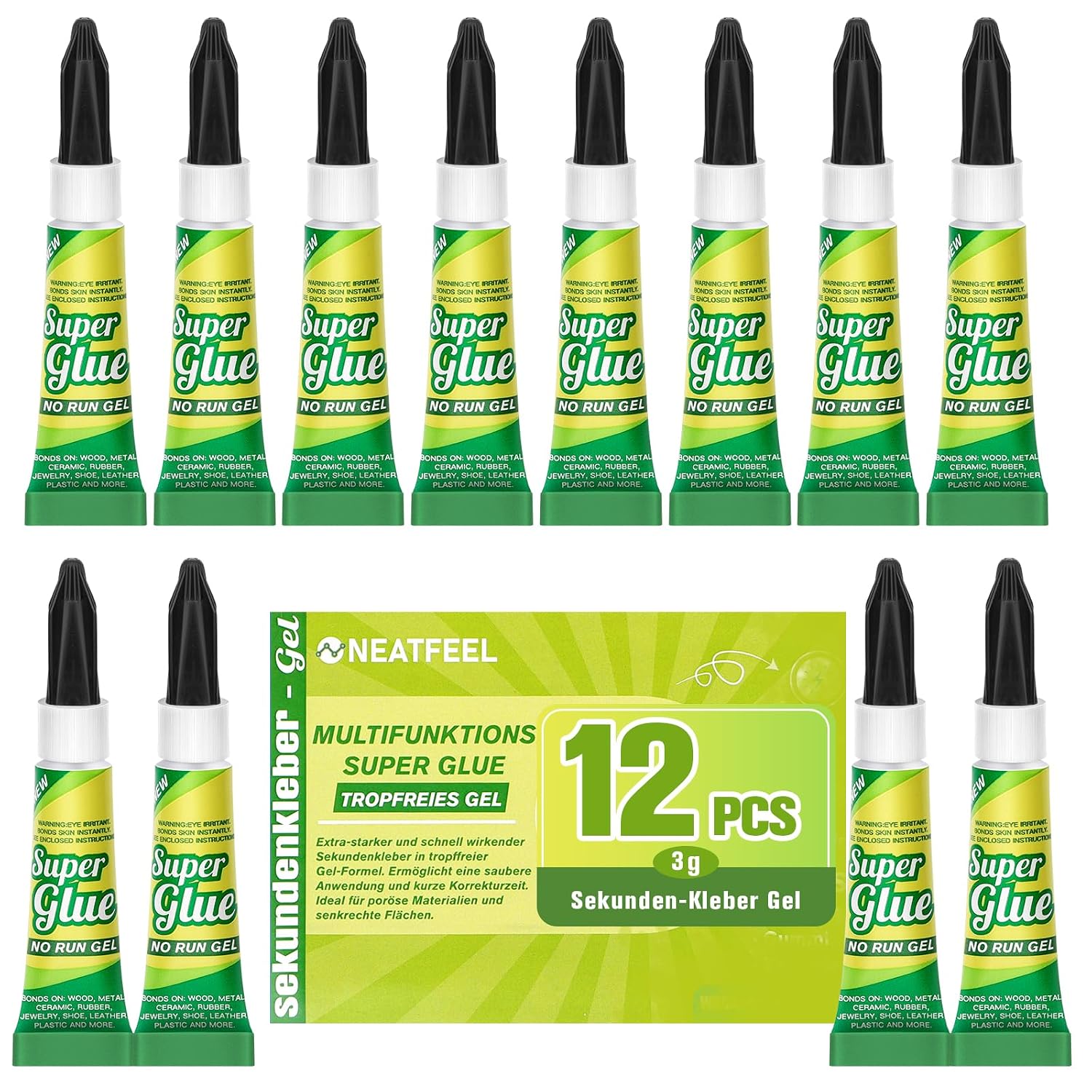 NEATFEEL Sekundenkleber Gel, 12 × 3 g