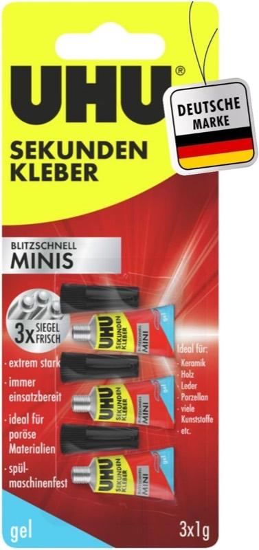 UHU UHU Sekundenkleber Gel, 3 × 1 g