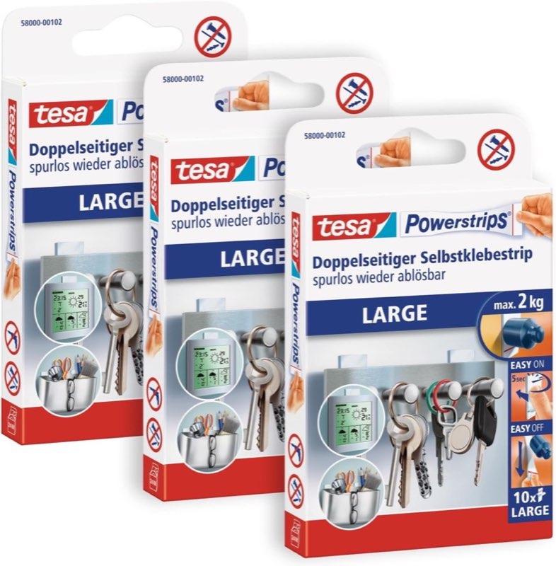 tesa Powerstrips Large 3er Pack, 30 Streifen