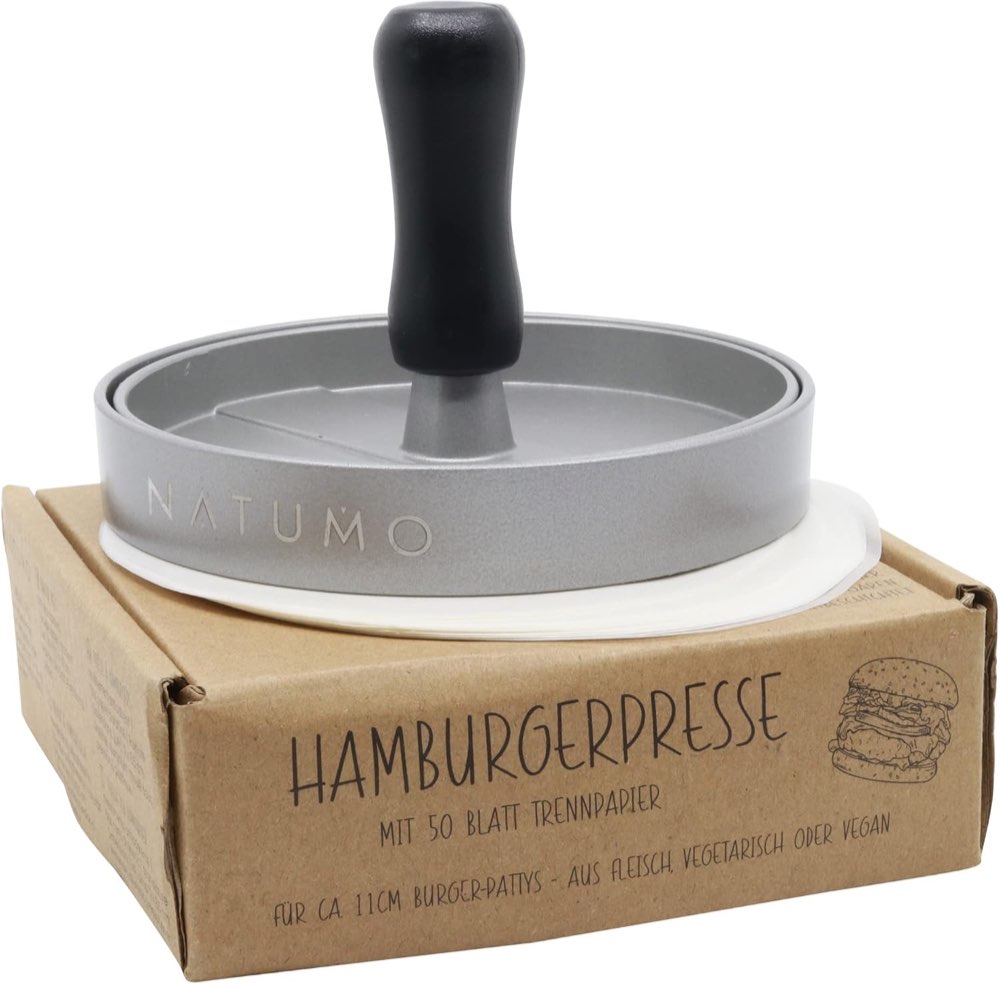Aluguss-Burgerpresse Ø 11 cm + Trennpapier