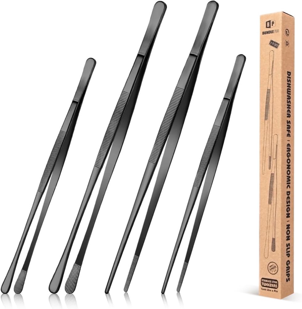 BUNDLEPRO Pinzetten-Set 4 Stück schwarz