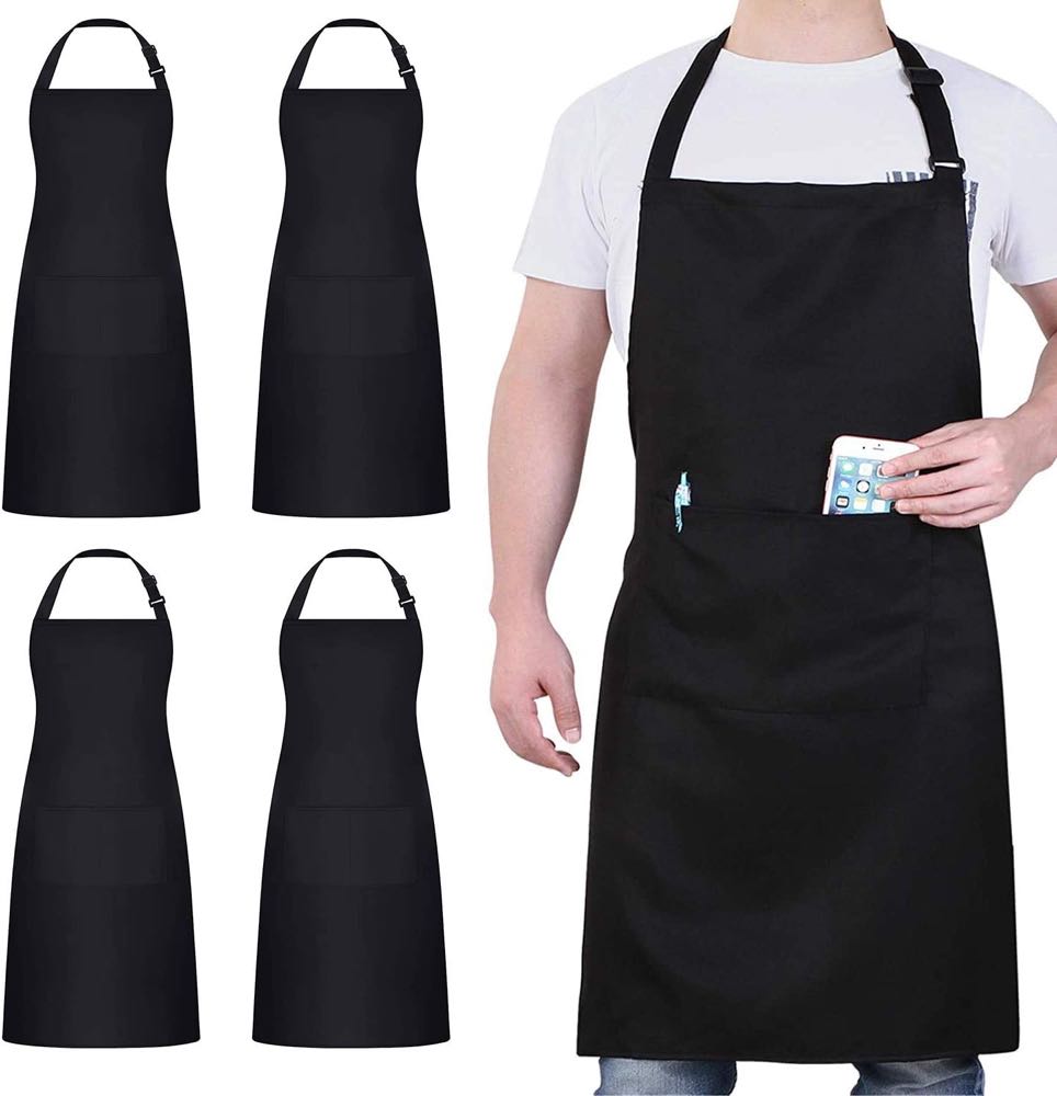 4er-Pack schwarze Polyester-Kochschürzen