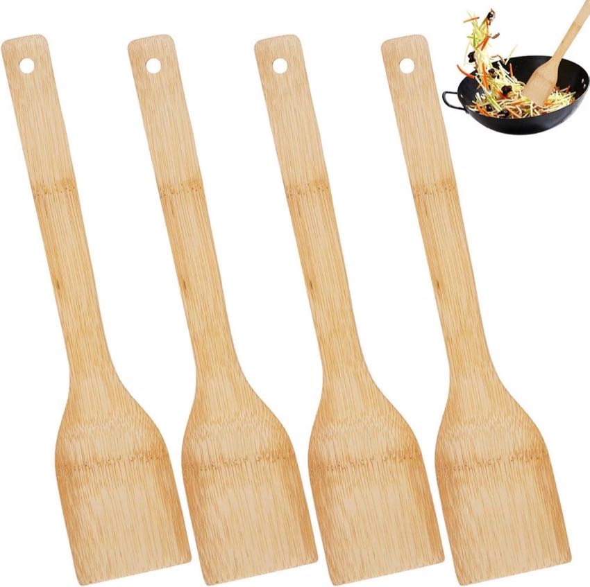 TESSTSY 4× Holz-Pfannenwender 30 cm