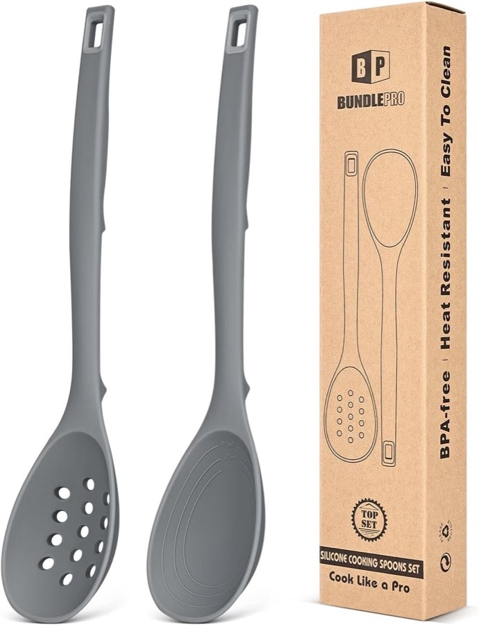 BUNDLEPRO Bundlepro Silikon-Kochlöffel 2er Grau