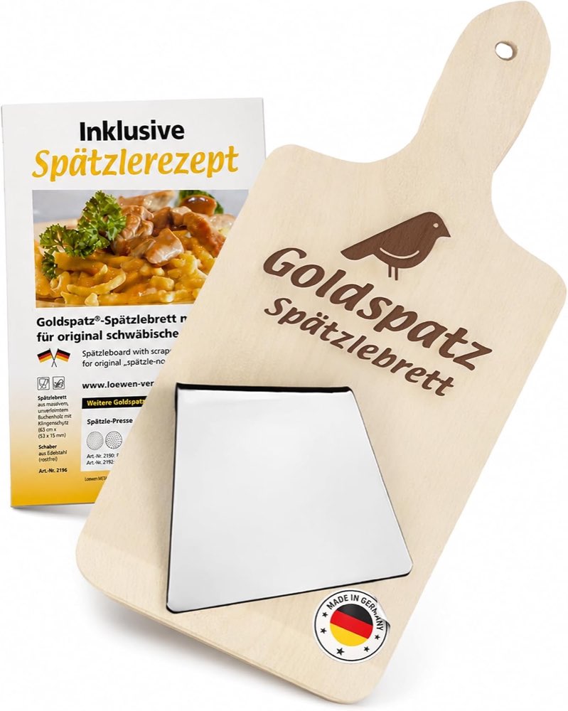 Goldspatz Goldspatz Spätzlebrett Ahorn mit Edelstahl-Schaber