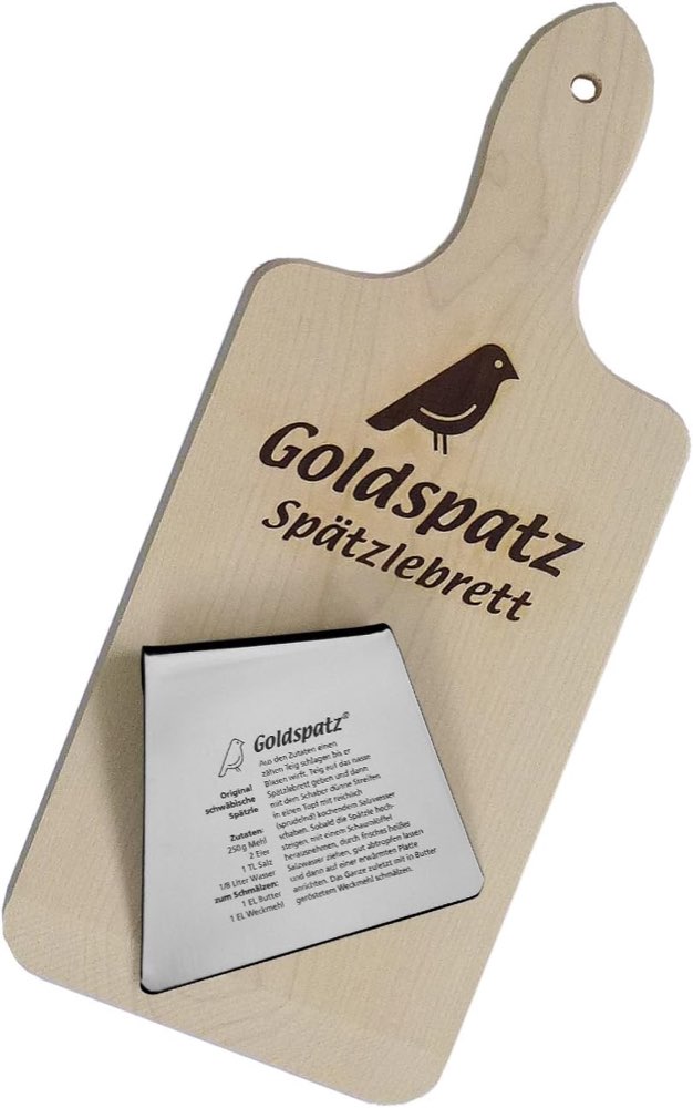 Goldspatz Goldspatz Spätzlebrett mit Rezeptgravur-Schaber