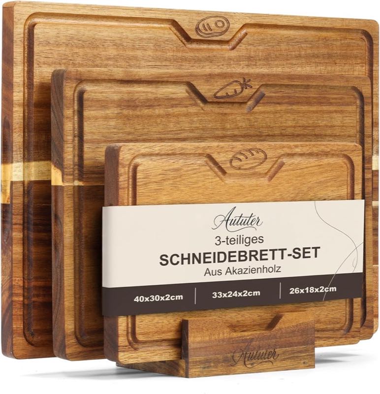 Aututer Akazie 3er-Set mit Halter