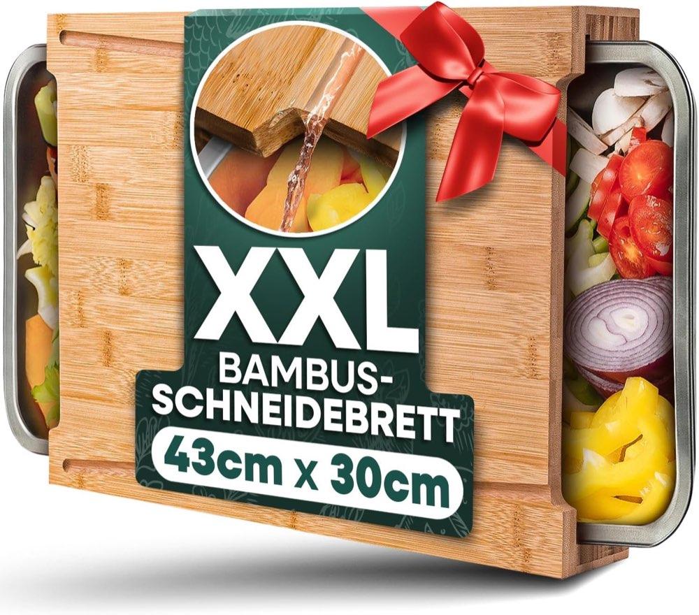 Loco Bird Bambusbrett mit 2 Edelstahlschalen