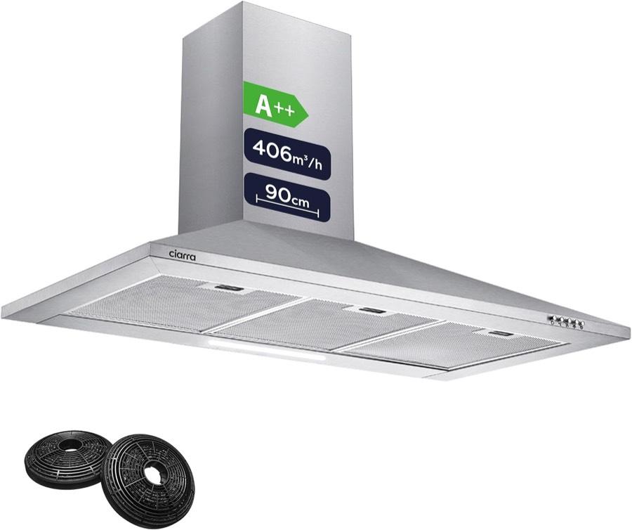 CIARRA CBCS9201 Pyramide 90 cm silber – Testsieger im Dunstabzugshaube 90 cm-Vergleich