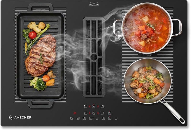 AMZCHEF AMZCHEF Induktionskochfeld mit Dunstabzug 77 cm