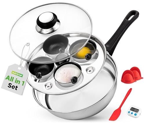 NutriChef Pochierpfanne 4 Mulden