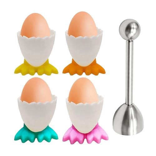 4 lustige Eierbecher + Eieröffner