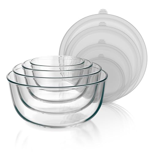 Arendo Arendo Glasschüssel 4er 0,7–4,4 l mit Deckel