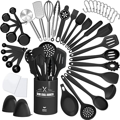 Terlulu Silikon Küchenhelfer Set 43-teilig Schwarz