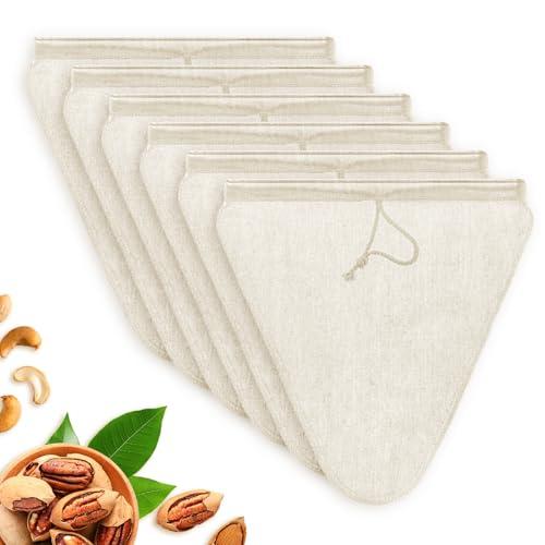 Anhow Nussmilchbeutel 6er Naturfaser 28×30 cm