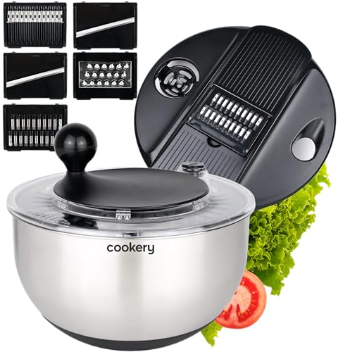 Cookery Salatschleuder Edelstahl 4,5 l + Hobel