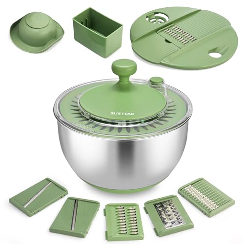 SUSTEAS Salatschleuder 4,5 l mit Schneiden