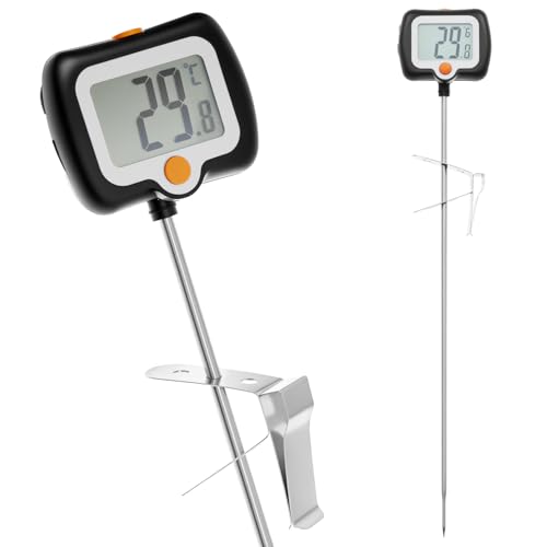 QWORK 25 cm Sondenthermometer mit Topfklammer
