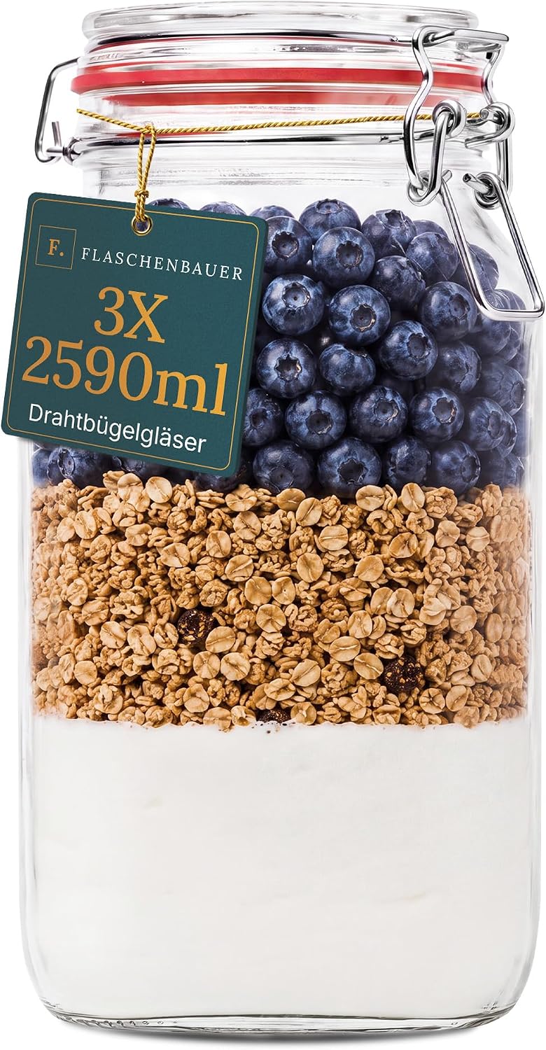 Einmachglas – Flaschenbauer 3×2590 ml Bügelglas
