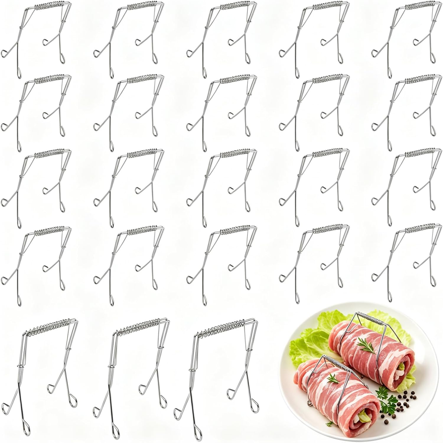 PokeAir 20 Stück Rouladenklammern Edelstahl
