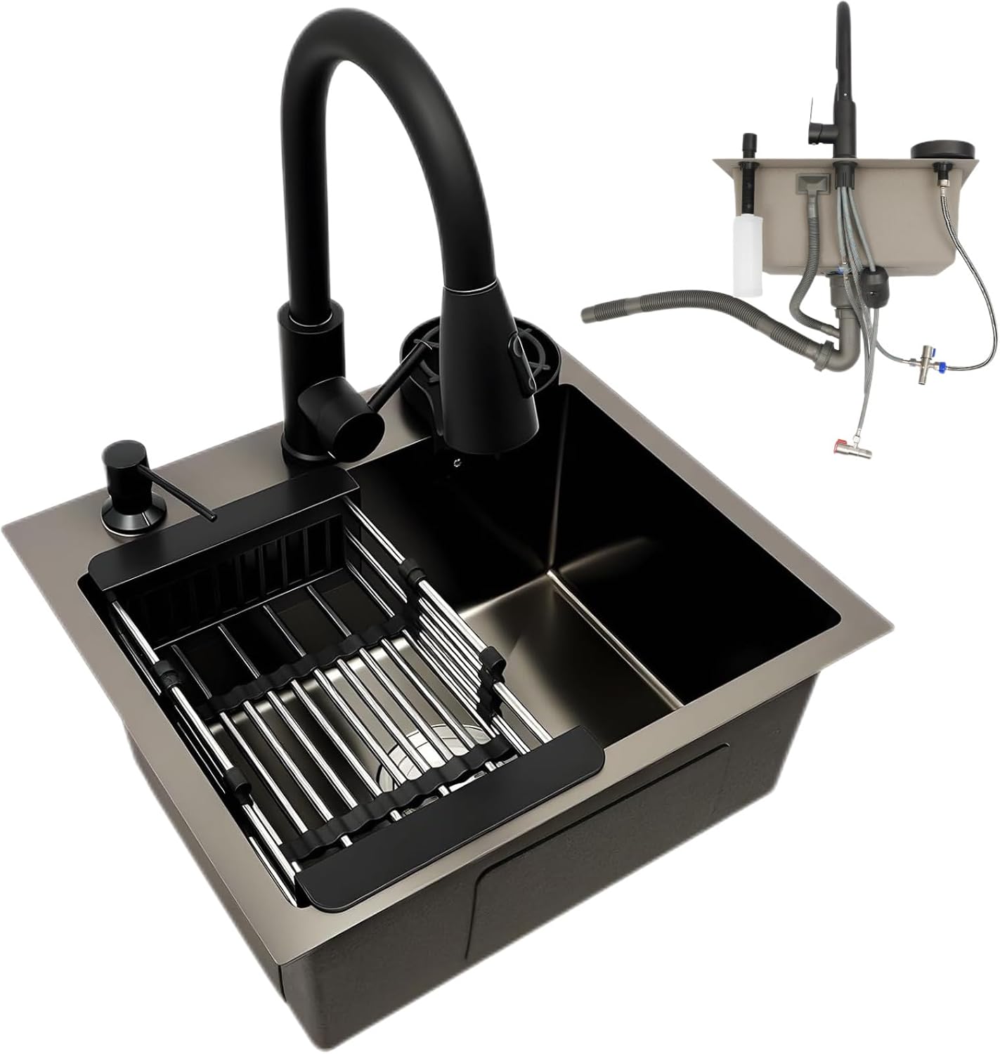 awolsrgiop Spüle Schwarz 45×40 Set