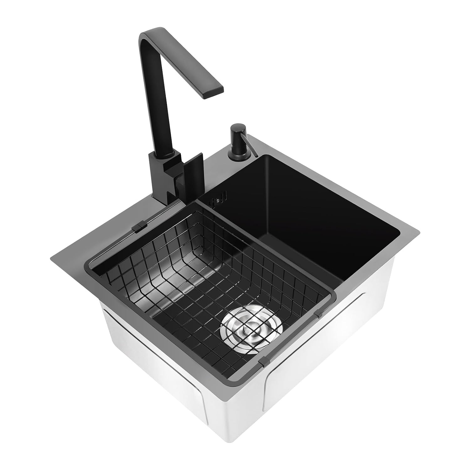 MINRS Spüle Schwarz 45×40 mit Armatur