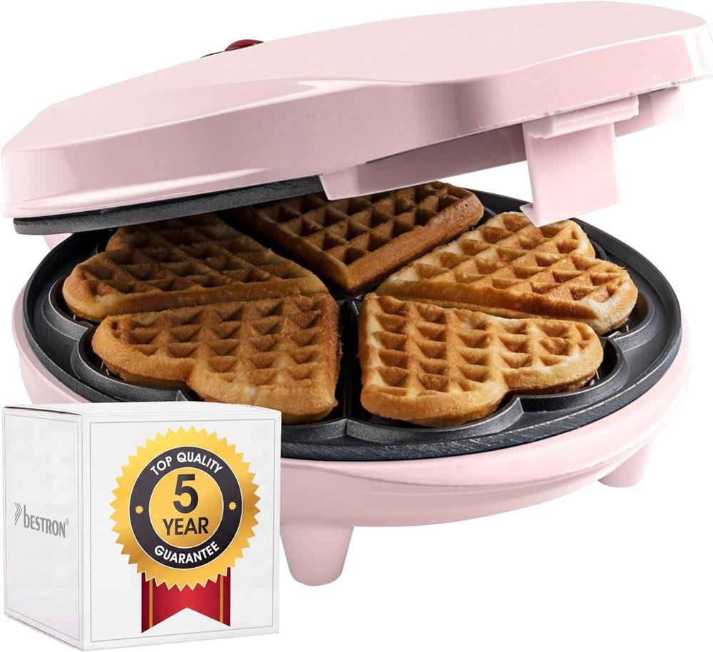 Bestron Herzwaffeleisen ASW217 Rosa 700 W