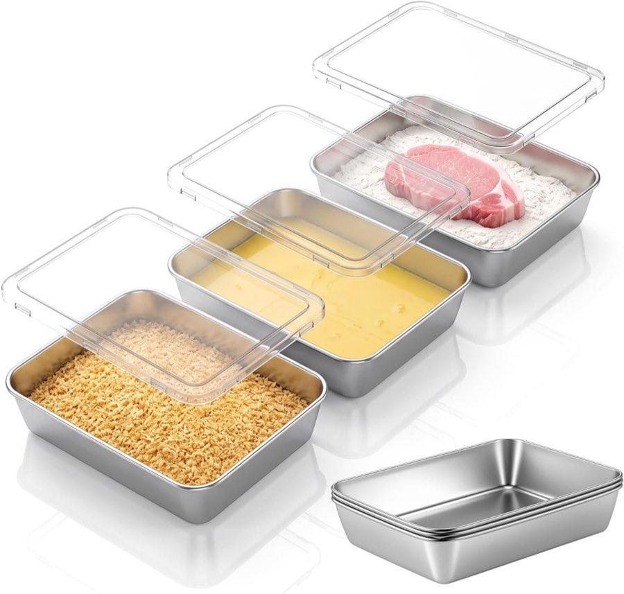 Seivunol Panierschalen Set mit Deckeln 25×20×5,5 cm